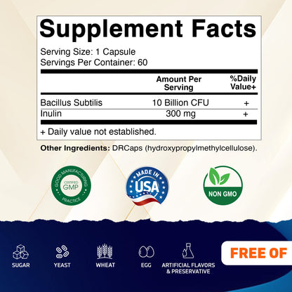 Bacillus Subtilis 10 Billion CFU DR Capsule 60 Capsules
