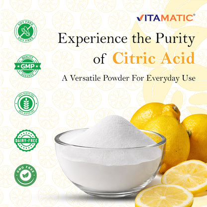 Vitamatic Citric Acid Powder 5 lb (80 oz) – 100% Pure Anhydrous Crystalline Granules, Food Grade, Easy Dissolving for Cooking, Baking, Cleaning & Preserving