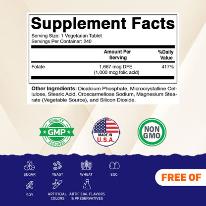 Folic Acid 1 mg - 240 Tablets