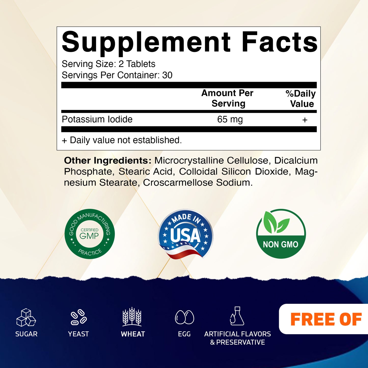 Potassium Iodide 65 mg per Serving - 60 Tablets