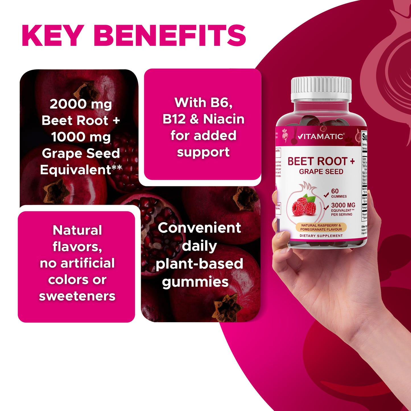 Beet Root 3000mg Equivalent Per Serving - 60 Gummies