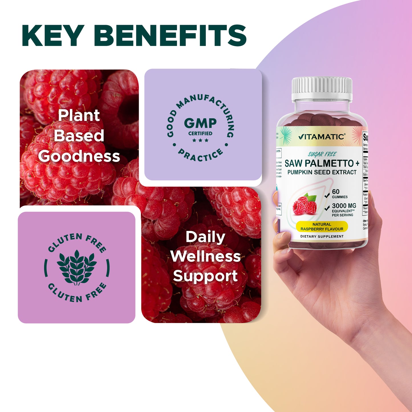 Sugar Free Saw Palmetto with Pumpkin Seed 3000 mg  - 60 Gummies