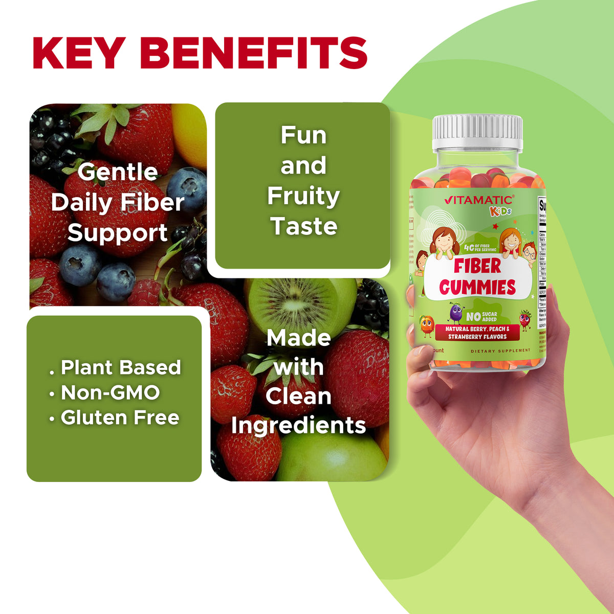 Kids Fiber Prebiotic Gummies, 60 Gummies