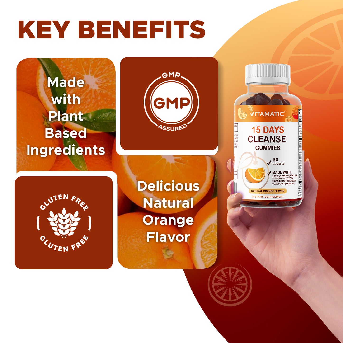 Vitamatic 15 Day Cleanse Gummies with Senna + Psyllium, 60ct