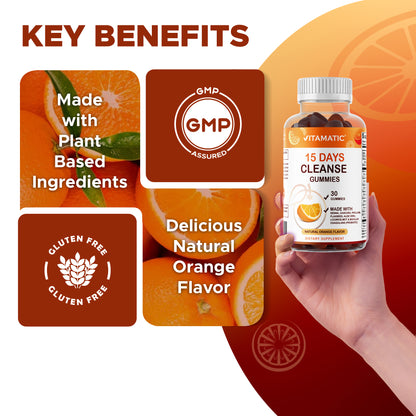 Vitamatic 15 Day Cleanse Gummies with Senna + Psyllium, 60ct