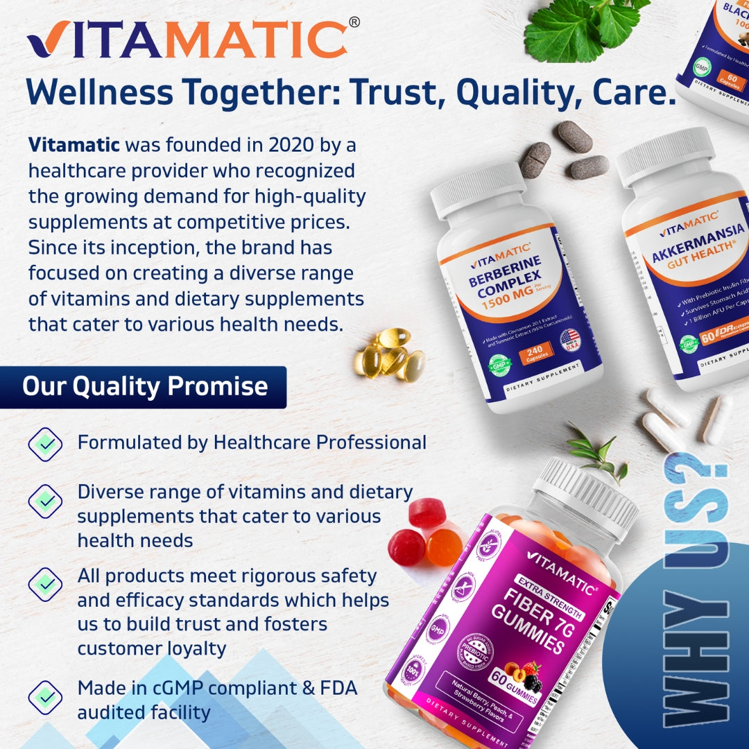 Vitamatic Berberine & Ceylon Cinnamon – Plant-Based Botanical Extract Capsules – Vegetarian, Non-GMO, Gluten-Free – Concentrated Herbal Supplement – 240 Count