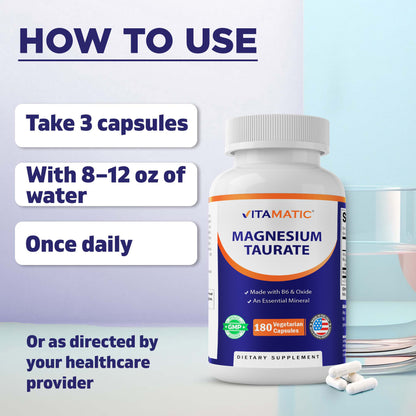 Magnesium Taurate with B6, 180 Veg Capsules