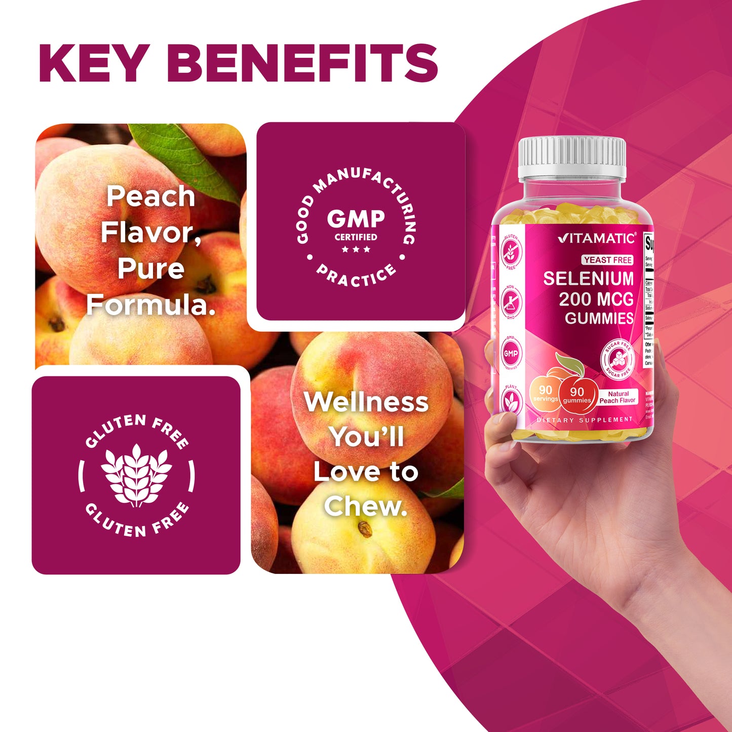 Sugar Free Yeast Free Selenium 200 mcg - 90 Gummies