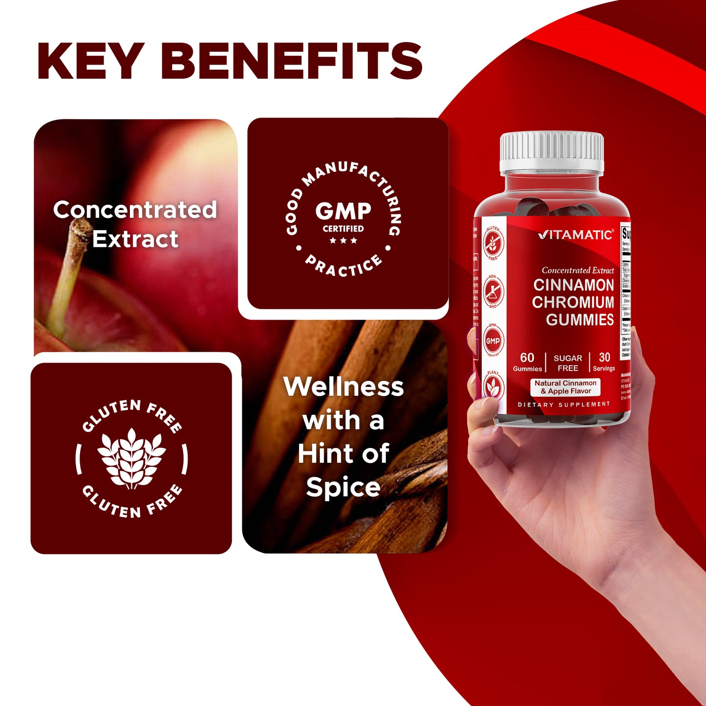 Sugar Free Cinnamon with Chormium 60 Gummies