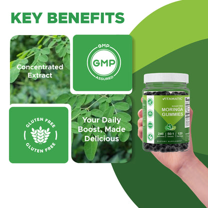 Vitamatic Moringa 50:1 Extract Sugar-Free Gummies, 60 Count