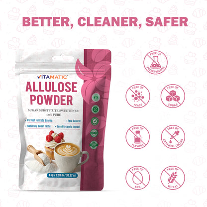 Allulose Powder 1 kg (2.2 lb) – Zero Calorie Sugar Substitute Sweetener – 1:1 Sugar Replacement