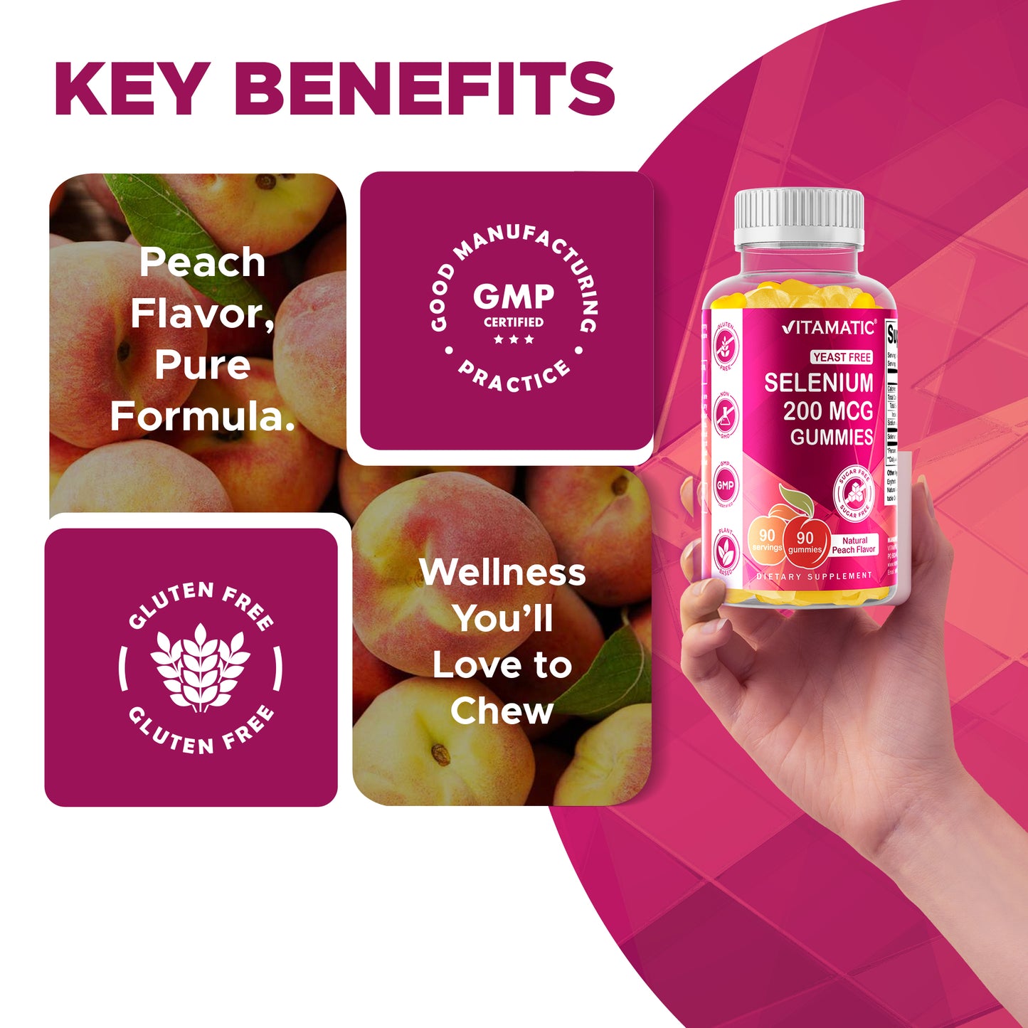 Sugar Free Yeast Free Selenium 200 mcg - 90 Gummies