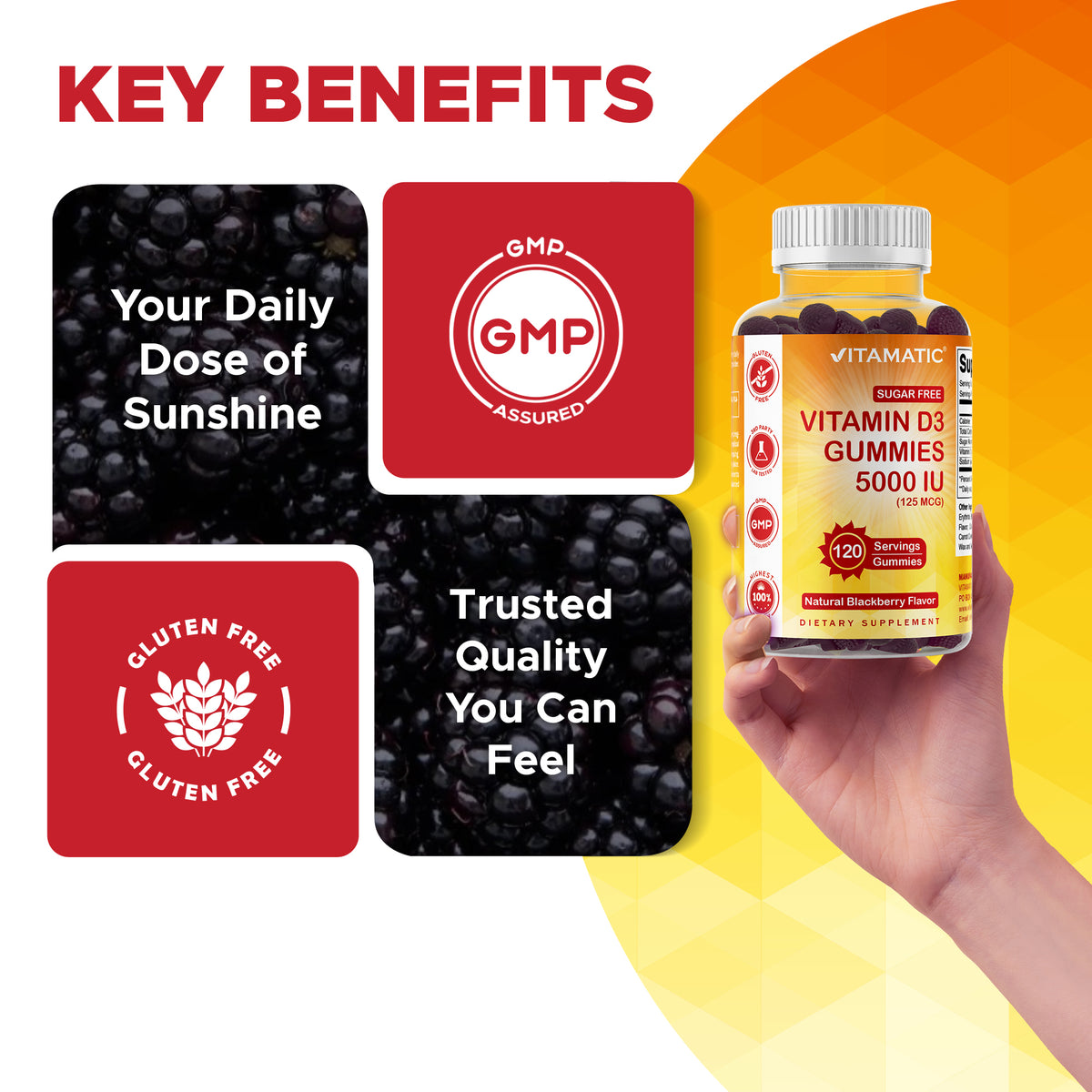 Sugar-Free Vitamin D3 5000 IU, 120 Gummies