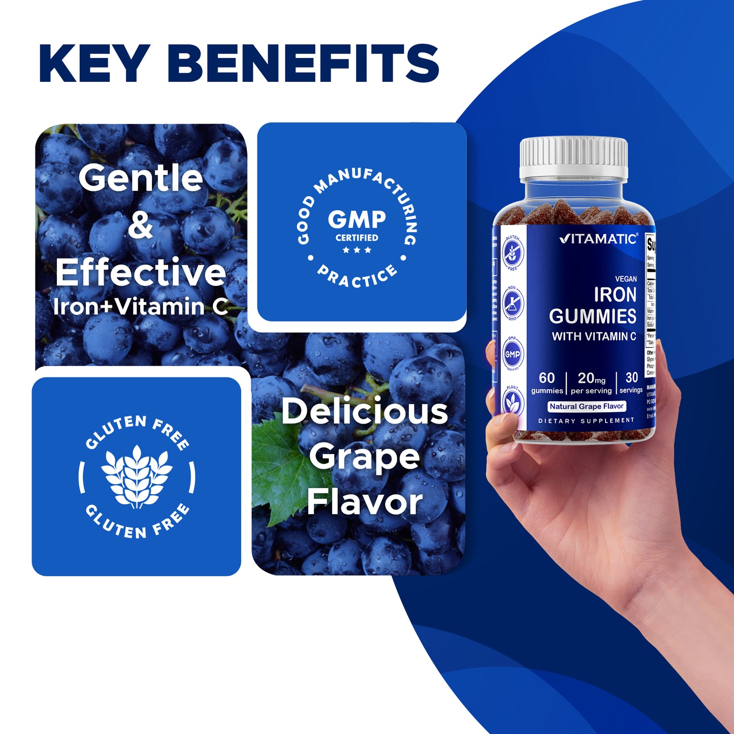 Iron 20mg with Vitamin C - 60 Vegan Gummies