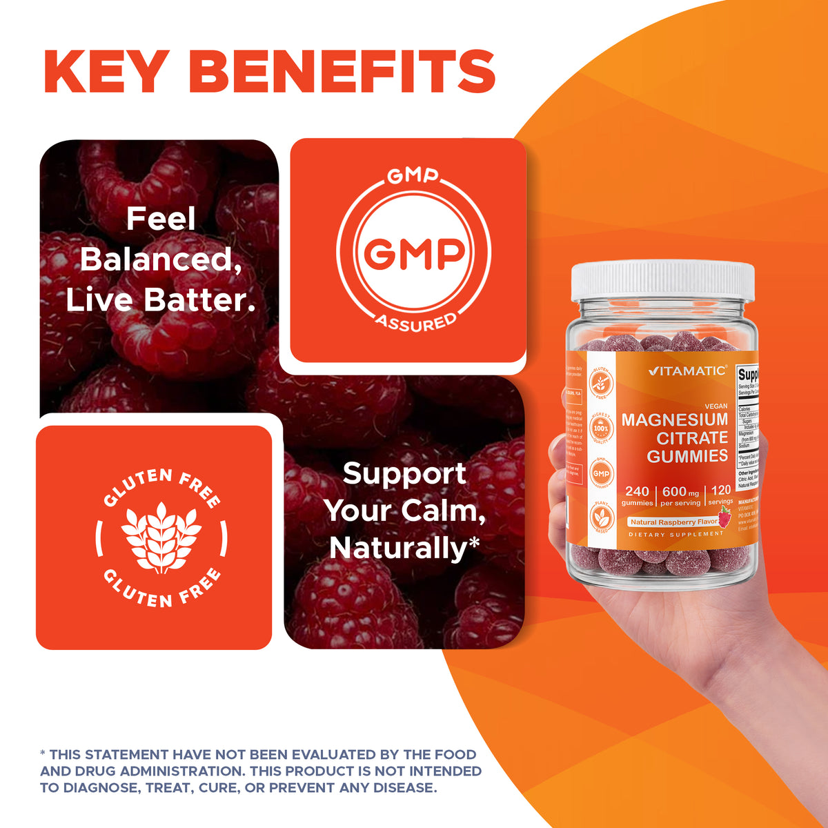Magnesium Citrate Gummies 600mg Per Serving, 240ct