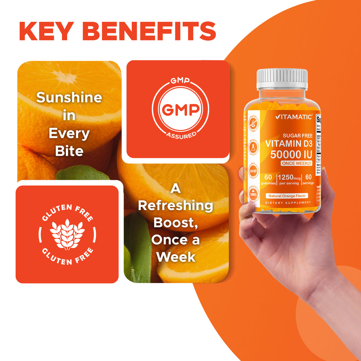 Sugar-Free Vitamin D3 50000 IU, 60 Gummies