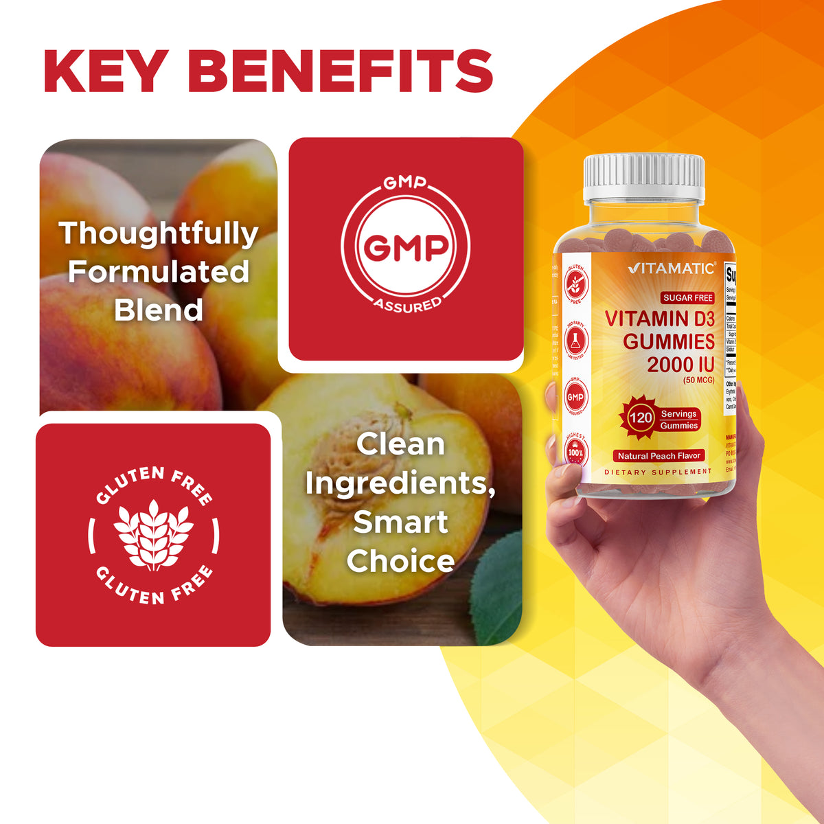Sugar-Free Vitamin D3 2000 IU, 120 Gummies
