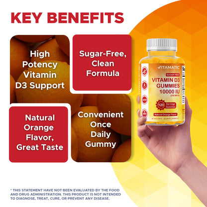 Sugar-Free Vitamin D3 10000 IU, 120 Gummies