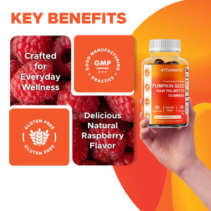 Vitamatic Pumpkin Seed 20:1 Extract Gummies, Sugar Free, 60ct