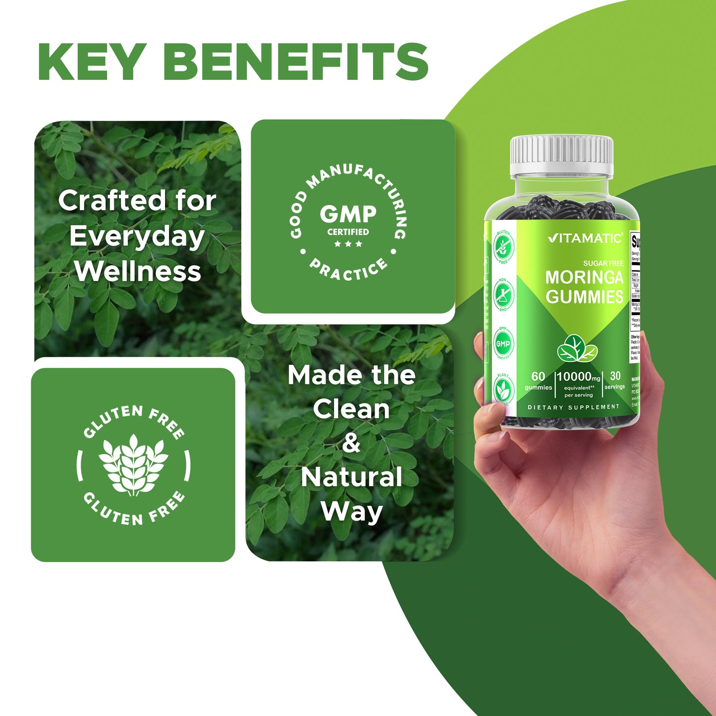 Moringa 100mg (50:1 Extract), Natural Mixed Fruit Flavor, 60 Gummies