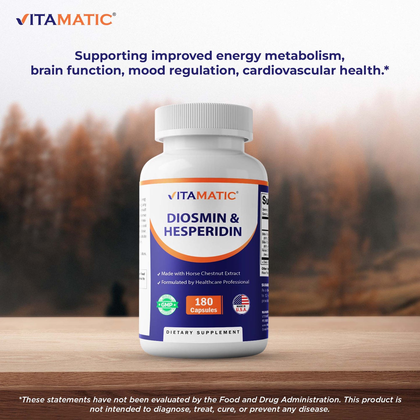 Diosmin Hesperidin 1000mg with Horse Chestnut Extract 100 mg – 180 Capsules – Citrus Bioflavonoids Complex – Non-GMO – Made in USA
