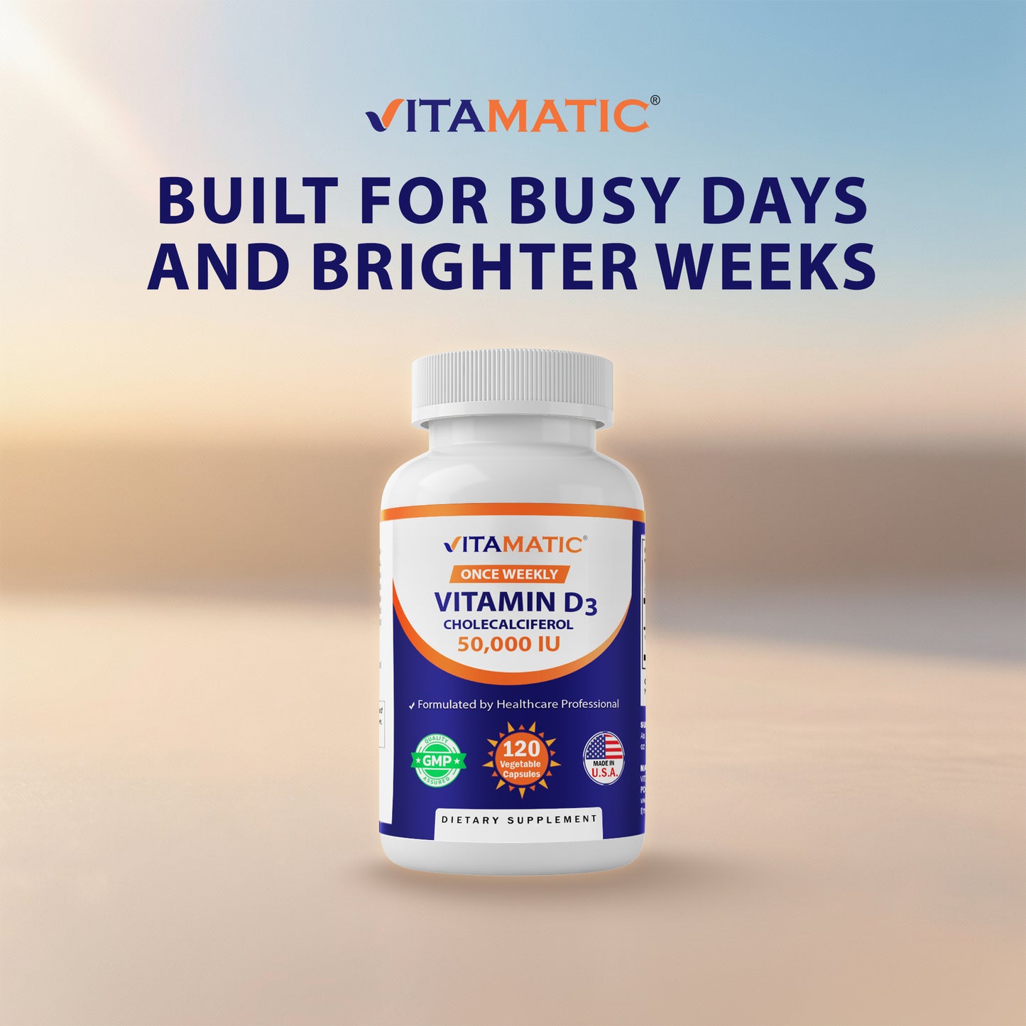 Vitamin D3 50000 IU Weekly Dose - 60 Veggie Capsules