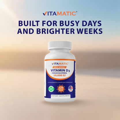 Vitamin D3 50000 IU Weekly Dose - 60 Veggie Capsules