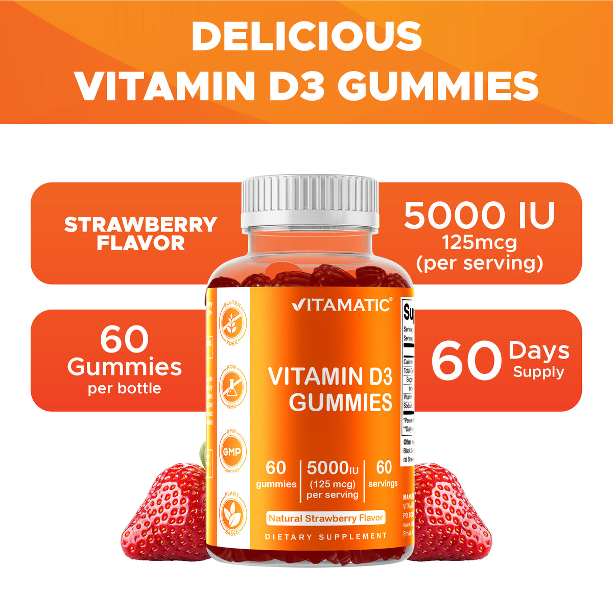 Vitamatic Vitamin D3 5000 IU Gummies, 60 Ct