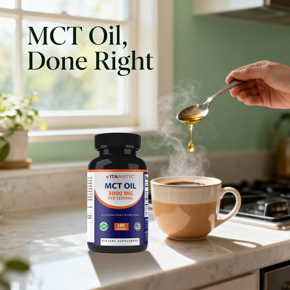 MCT Oil 3000mg per Serving, 180 Softgels