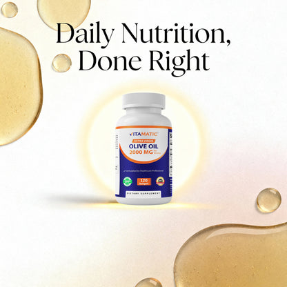 Vitamatic Extra Virgin Olive Oil 2000 mg Per Serving – 120 Softgels | Great Source of Omega 6 & 9