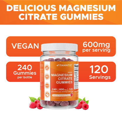 Magnesium Citrate Gummies 600mg Per Serving, 240ct