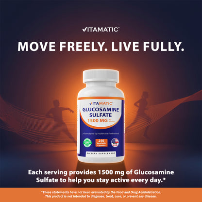 Glucosamine Sulfate Supplement, 1500mg, 240 Capsules