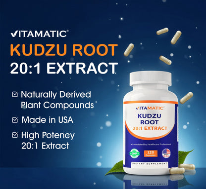 Kudzu Root 20:1 Extract Pills (Pueraria lobata Root) - 120 Veg Capsules