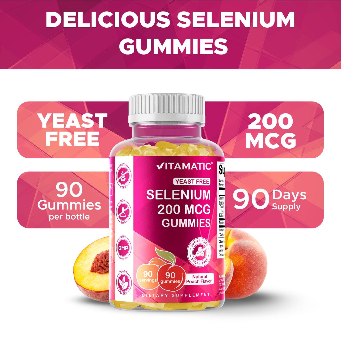 Sugar Free Yeast Free Selenium 200 mcg - 90 Gummies