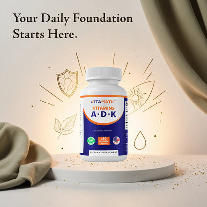 ADK Vitamin Supplement, 180 Veg Capsules (Vitamins A, D3, K2)
