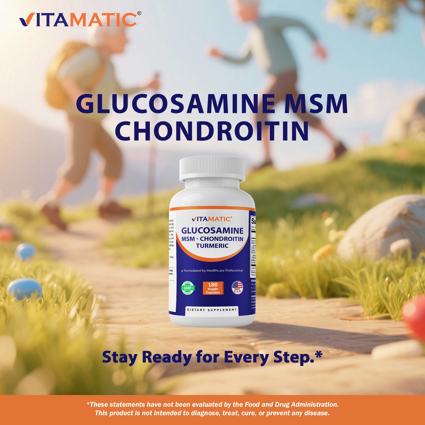 Vitamatic Glucosamine Chondroitin MSM 180 Veggie Capsules