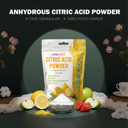 Vitamatic Citric Acid Powder 5 lb (80 oz) – 100% Pure Anhydrous Crystalline Granules, Food Grade, Easy Dissolving for Cooking, Baking, Cleaning & Preserving