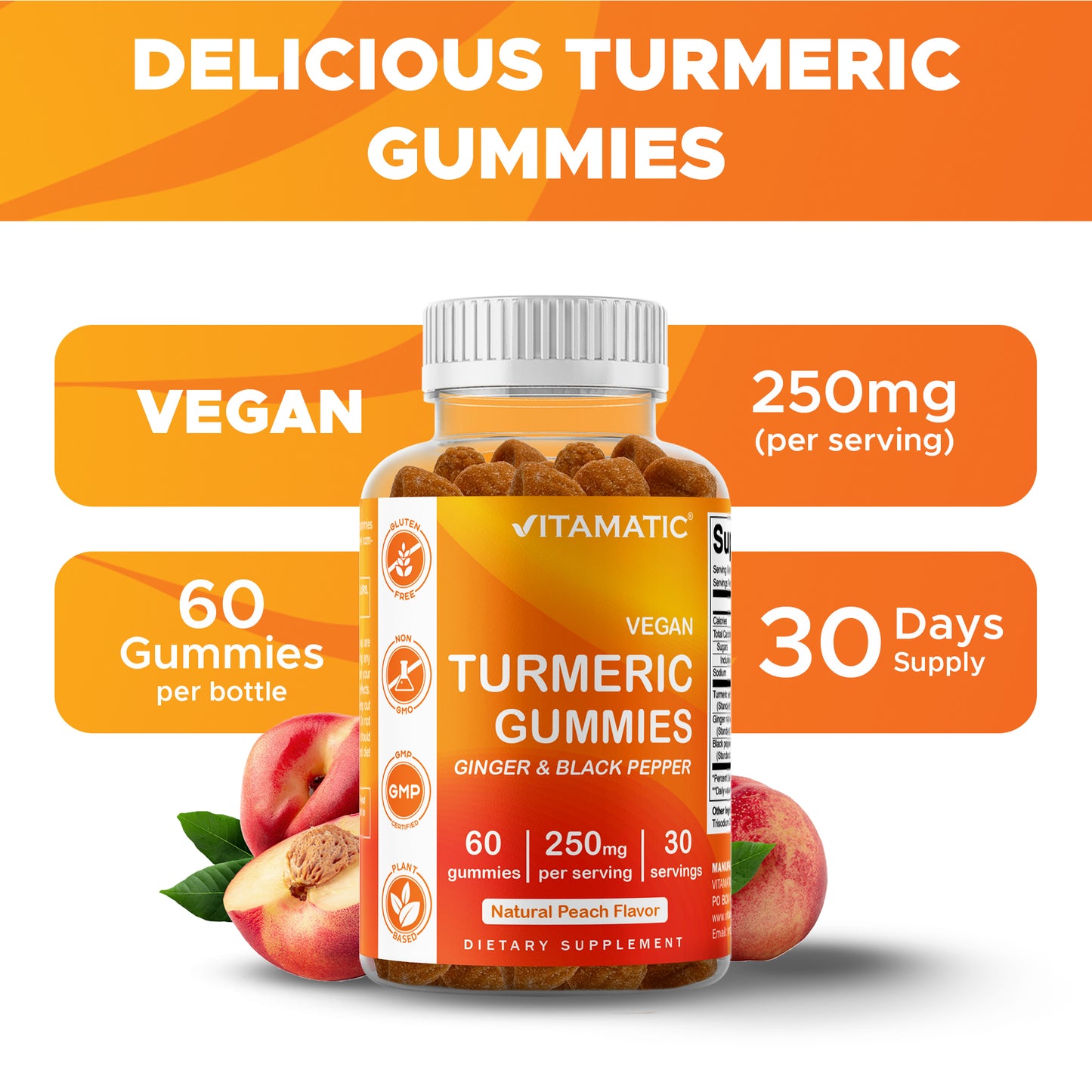 Turmeric Ginger with Black Pepper - 60 Vegan Gummies