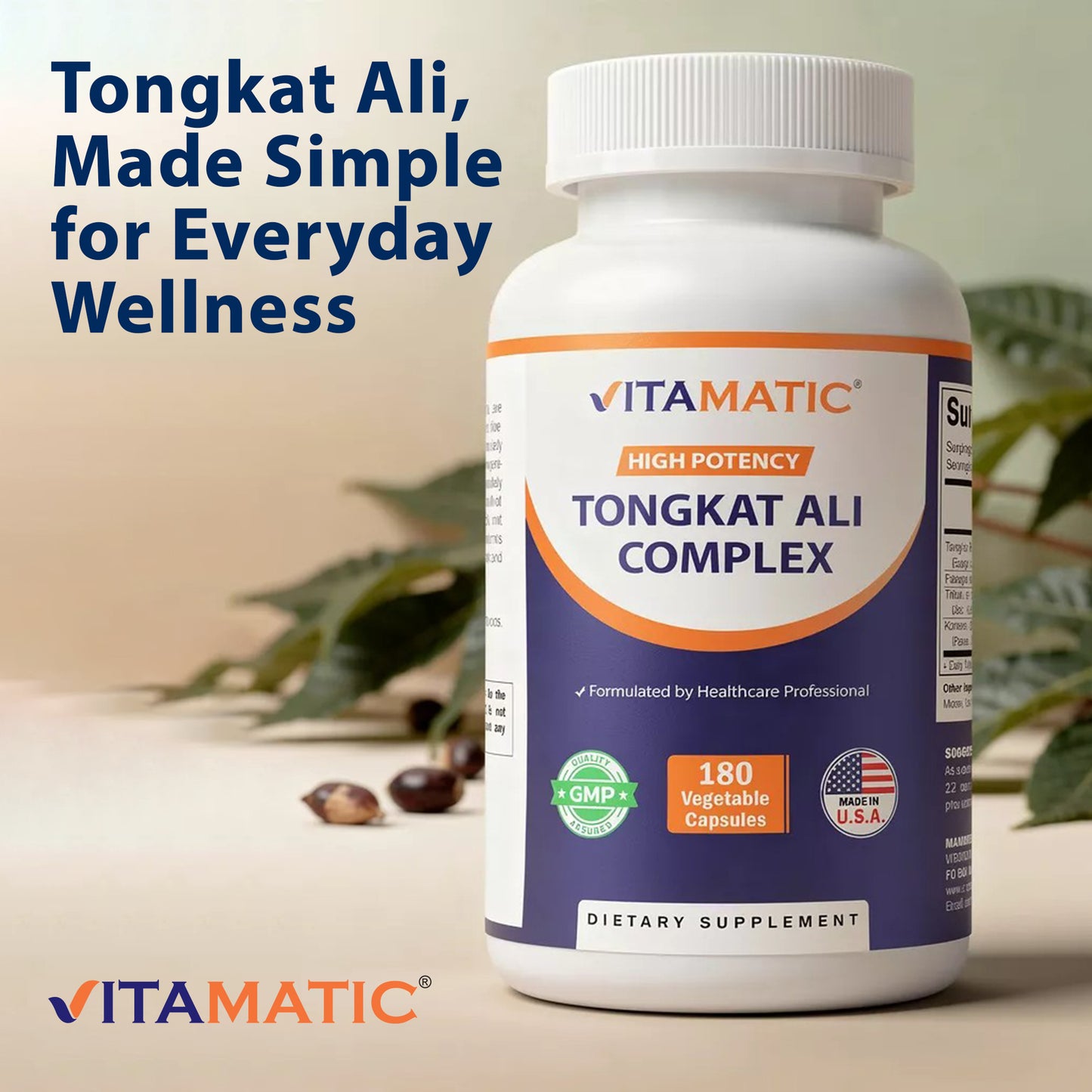 Tongkat Ali Extract 200 :1 Extract for Men (Longjack) Eurycoma Longifolia  1800 mg - 180 Capsules
