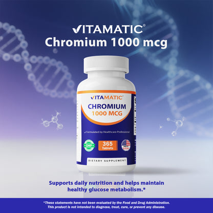 Chromium 1000 mcg | 365 Tablets | High Potency Chromium Picolinate