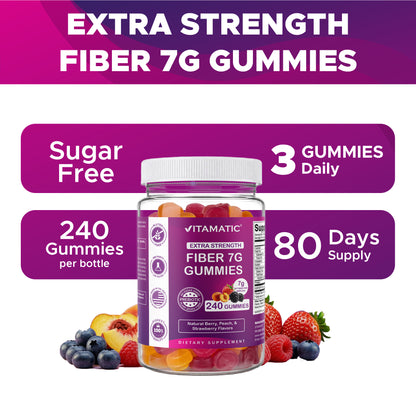 Vitamatic Prebiotic 7G Per Serving Fiber Gummies for Adults, 240 Count