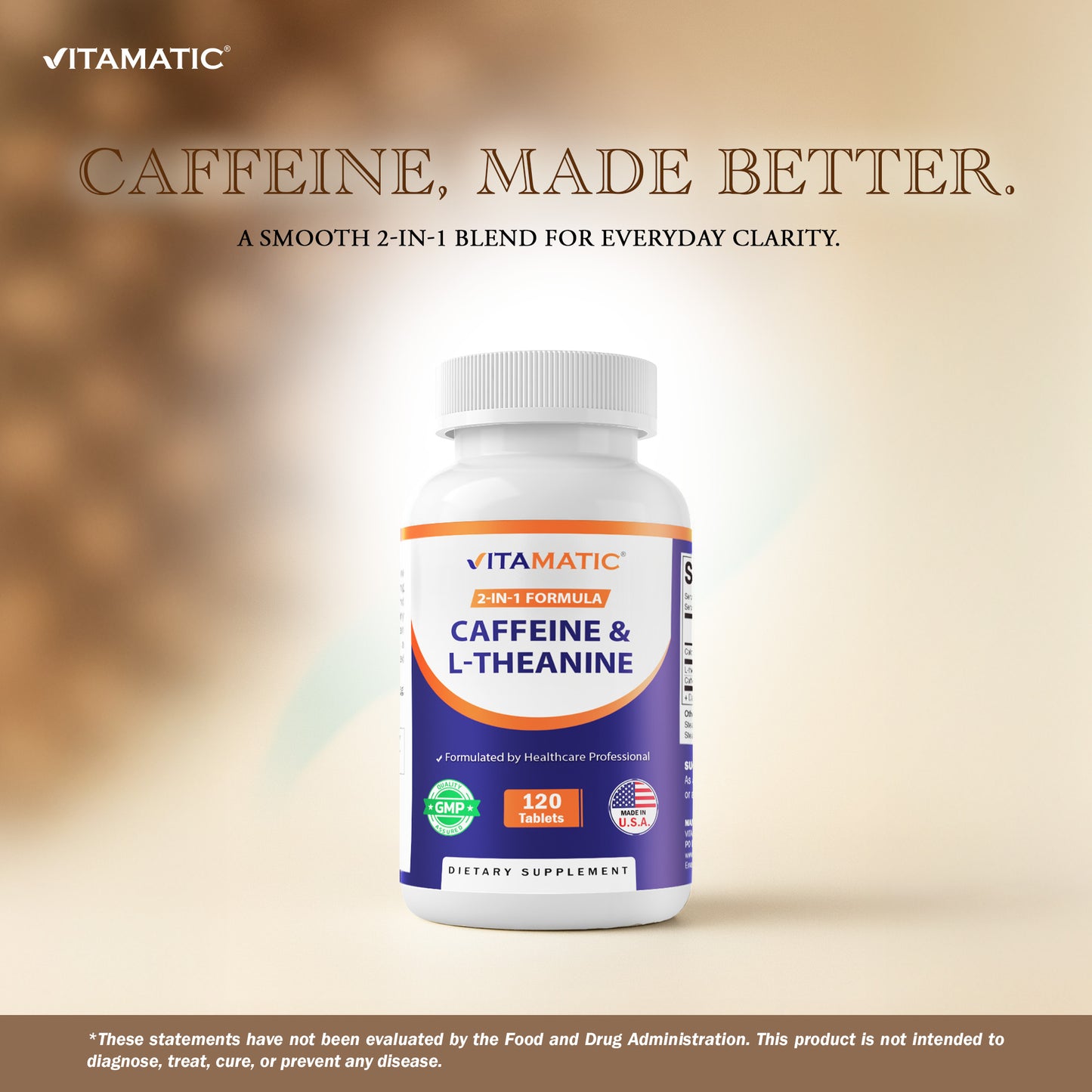 L-Theanine 200mg with Caffeine 100mg - 120 Tablets