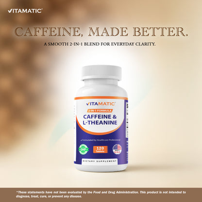 L-Theanine 200mg with Caffeine 100mg - 120 Tablets