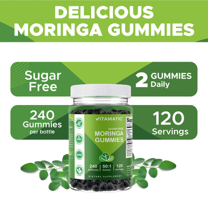 Vitamatic Moringa 50:1 Extract Sugar-Free Gummies, 60 Count