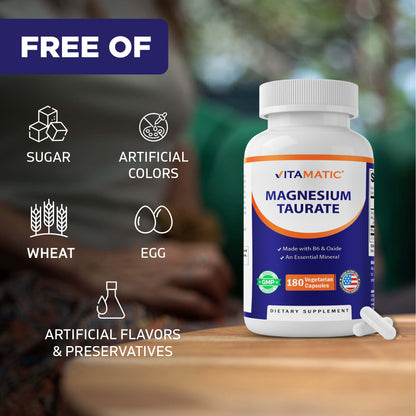 Magnesium Taurate with B6, 180 Veg Capsules