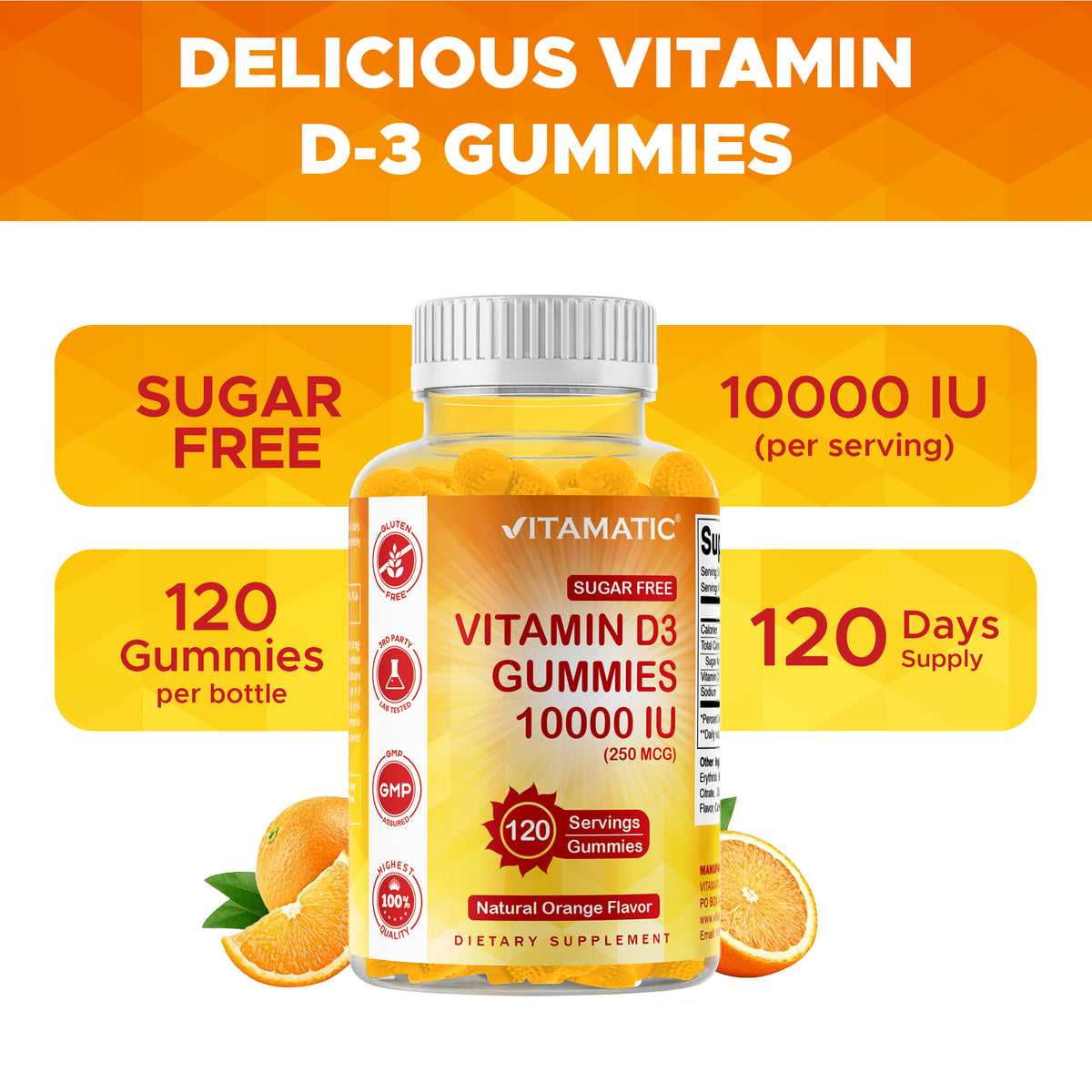 Sugar-Free Vitamin D3 10000 IU, 120 Gummies