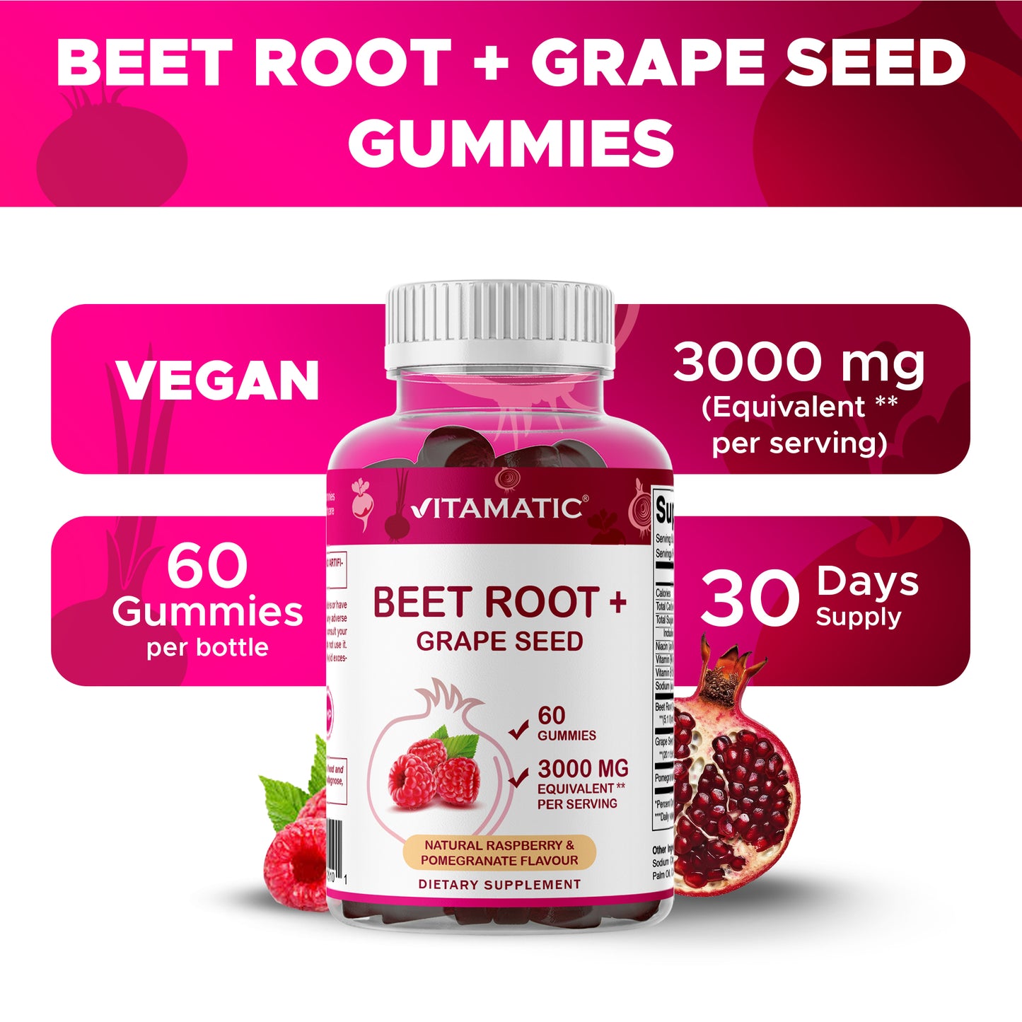 Beet Root 3000mg Equivalent Per Serving - 60 Gummies