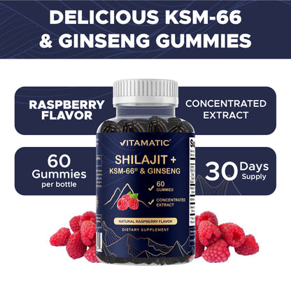 Shilajit + KSM-66® Ashwagandha & Ginseng, 60ct Gummies