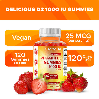 Sugar Free Vitamin D3 1000 IU - 120 Gummies