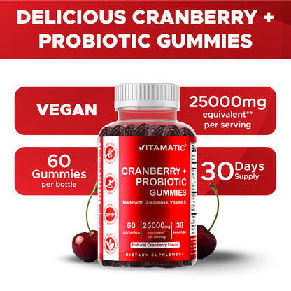 Cranberry with Probiotics 25000mg 60 Vegan Gummies